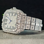 DITALING Men's Hip Hop Square Quartz Watch Stainless Steel 1.7in