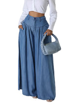 High-Waist Straight Leg Jeans with Chain Accents Women's Denim Trousers