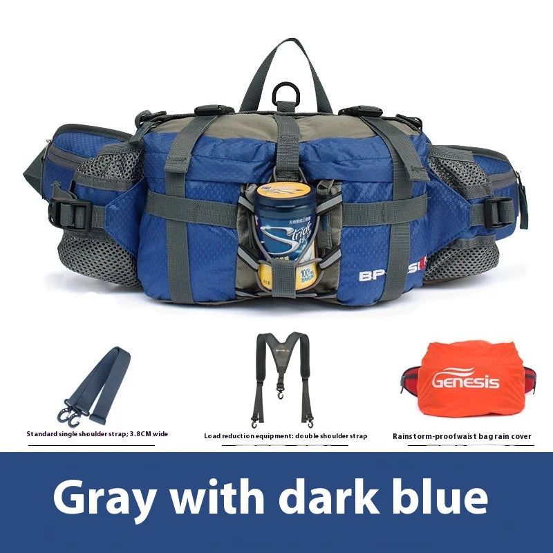 Waterproof Hiking Waist Bag with Reflective Strip and 1.3-Gallon Capacity