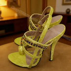 Women's Mixed Crystal Split Toe Stiletto Sandals
