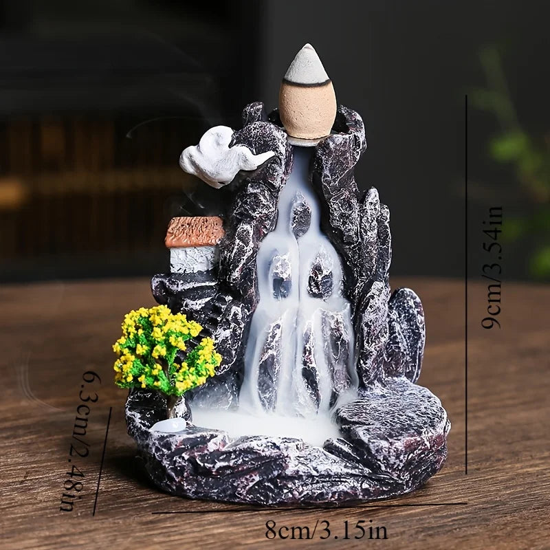 Mountain River Waterfall Backflow Incense Burner and Tabletop Ornament