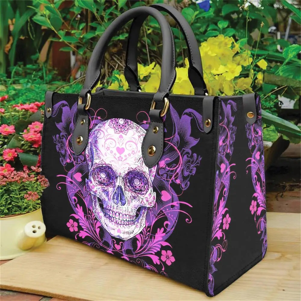 Women's Skull Pattern Faux Leather Shoulder Tote Bag