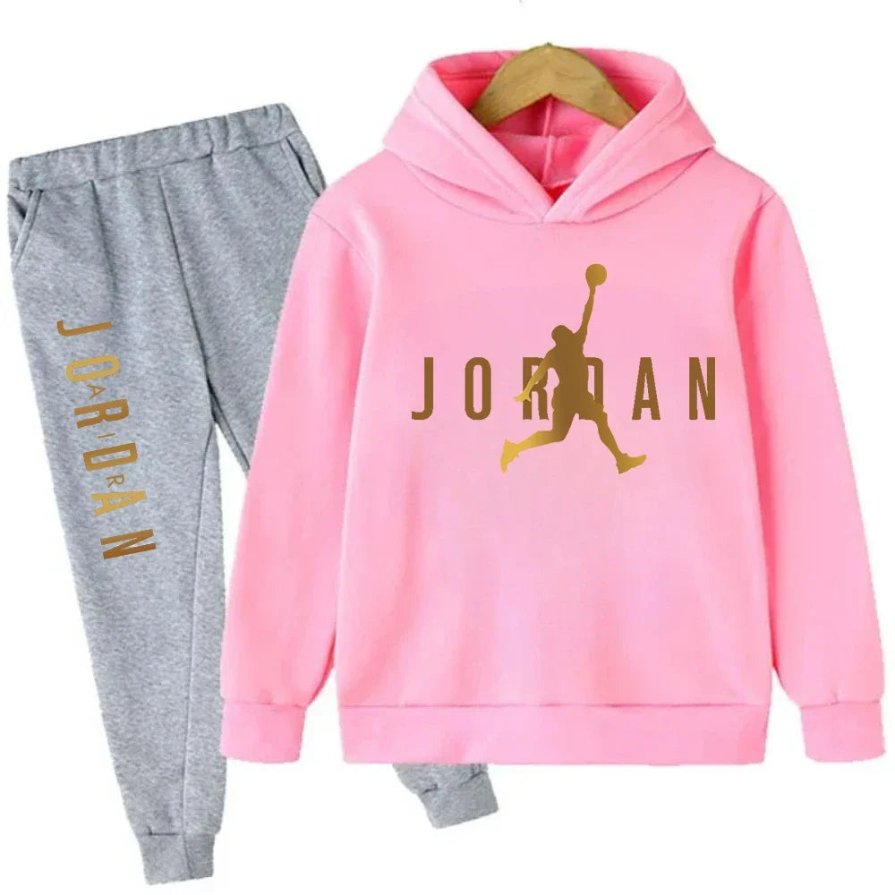 Kids' Slam Dunk Pattern Hoodie Pants Two-Piece Set