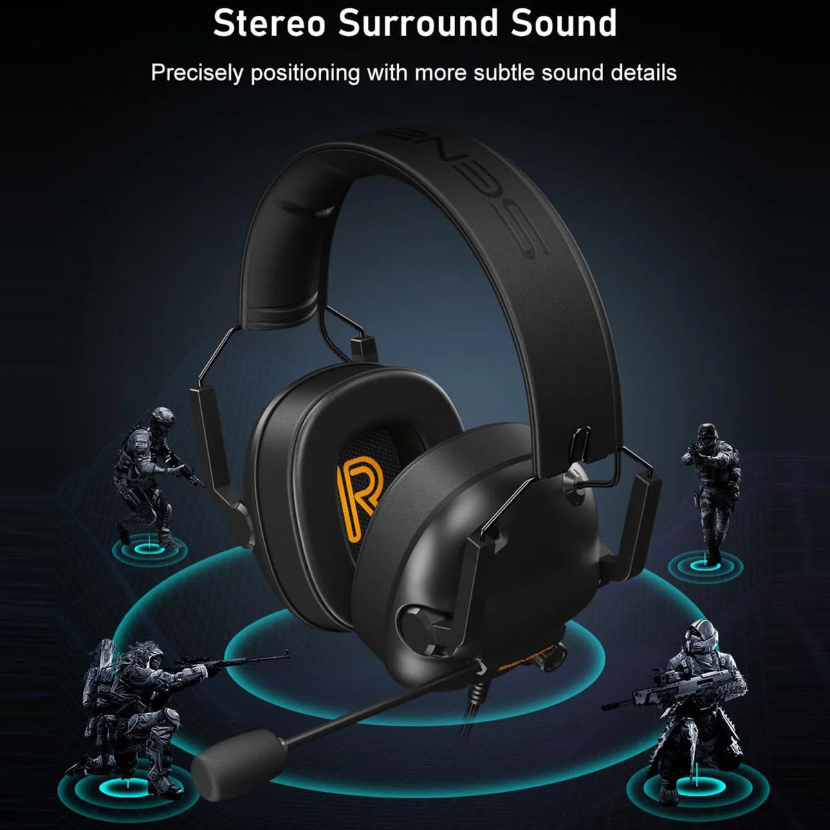 HiFi Wired Over Ear Gaming Headset with Mic