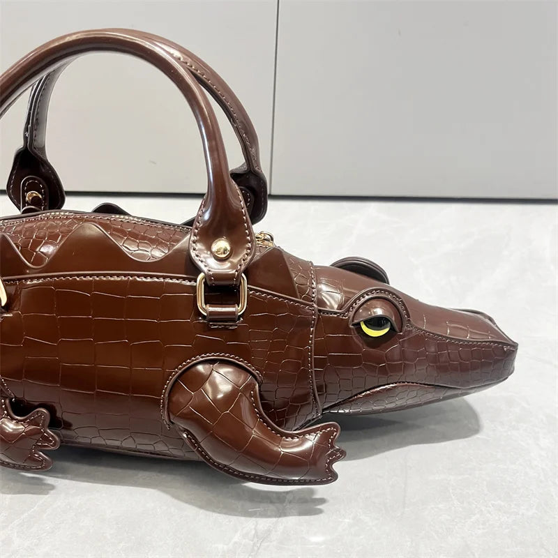 Women's Crocodile Shape Tote Shoulder Crossbody Handbag