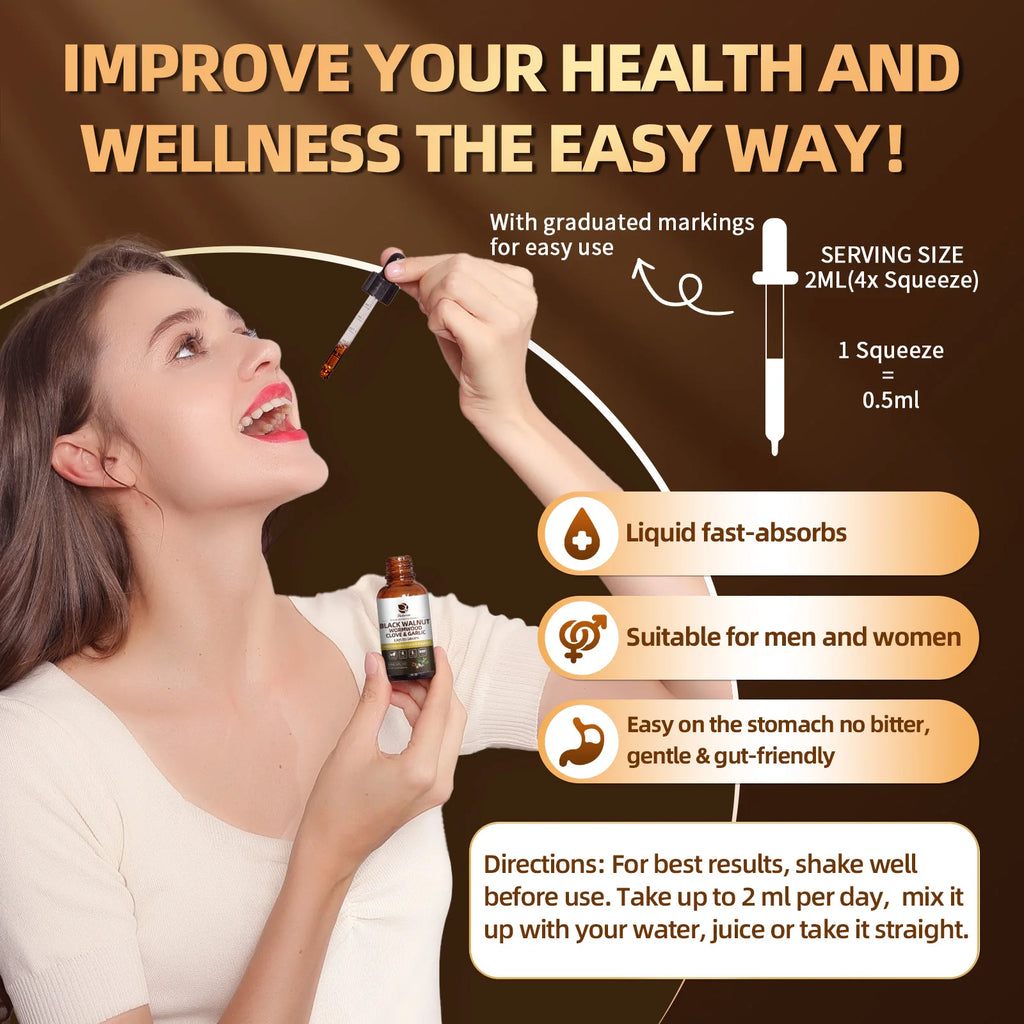 Black Walnut Wormwood Digestive Health Cleanse Drops 2 fl oz