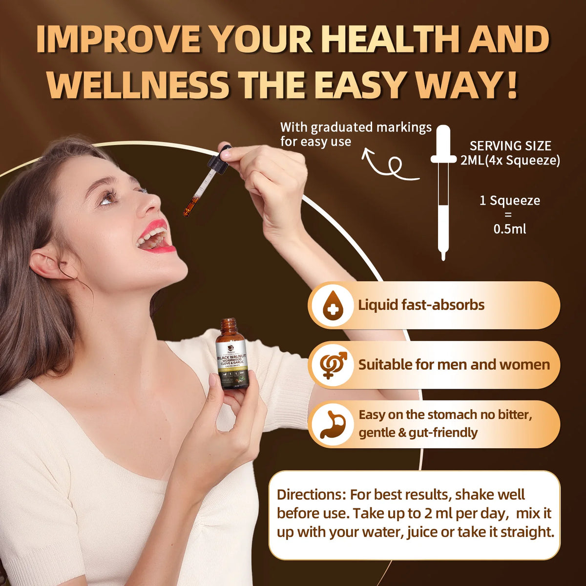 Black Walnut Wormwood Digestive Health Cleanse Drops 2 fl oz