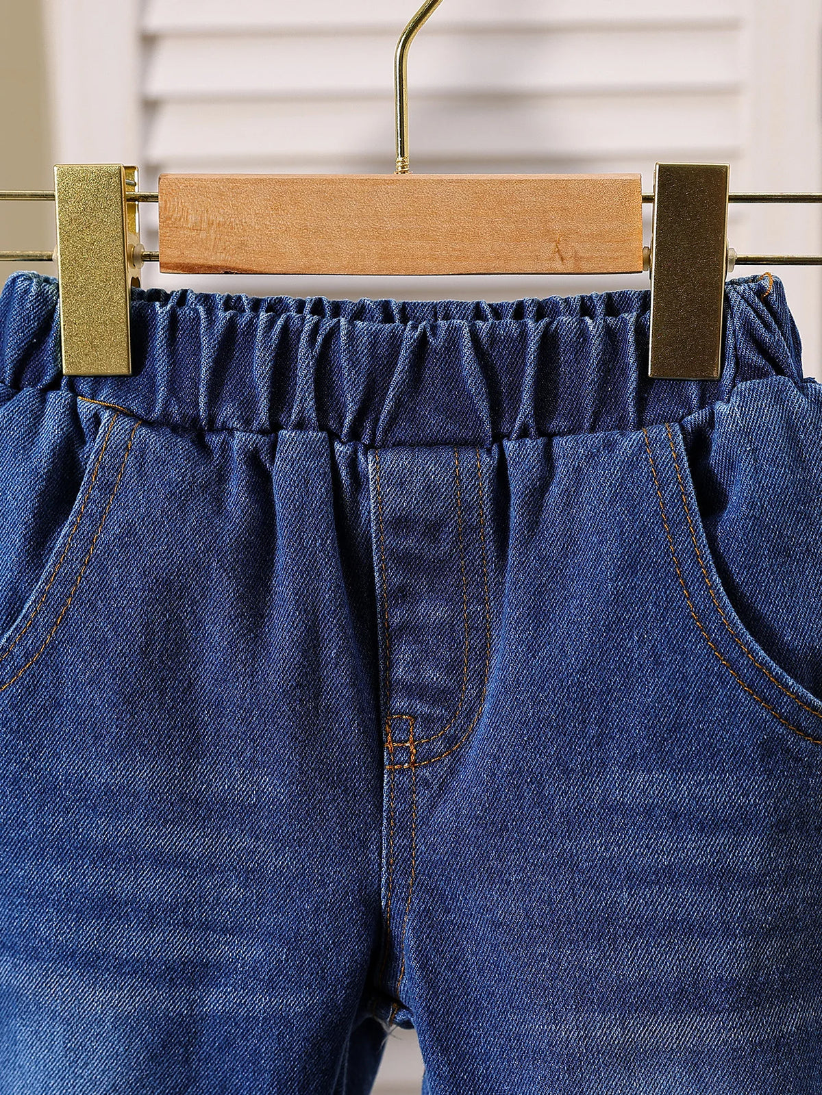 Girls' Patchwork Top Denim Flared Pants Two-Piece Set