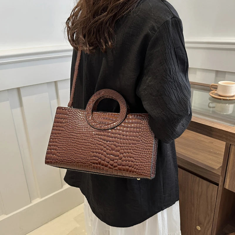 Women's Crocodile Pattern PU Leather Shoulder Bag
