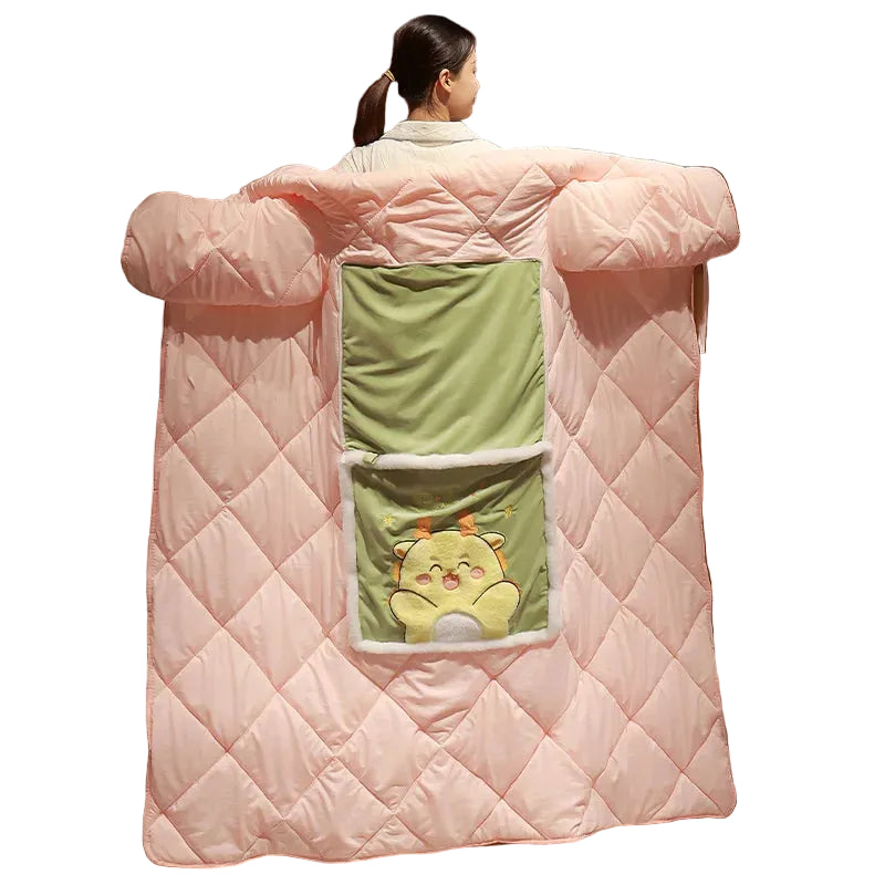 Wearable Fleece Blanket and Cozy Sherpa Hoodie Wrap