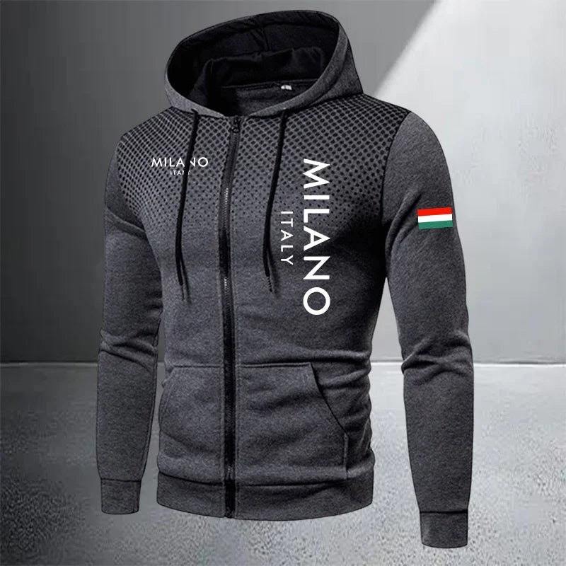 Men's Casual Zip Hooded Sweatshirt and Drawstring Pants Set