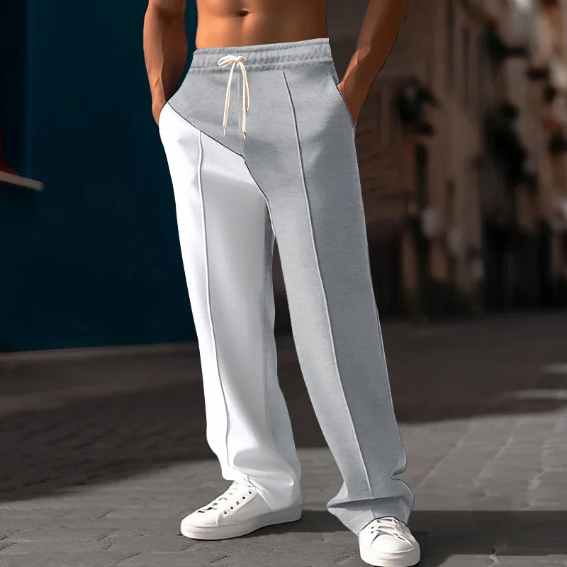 Men's Casual Color Block Elastic Straight Leg Jogger Pants