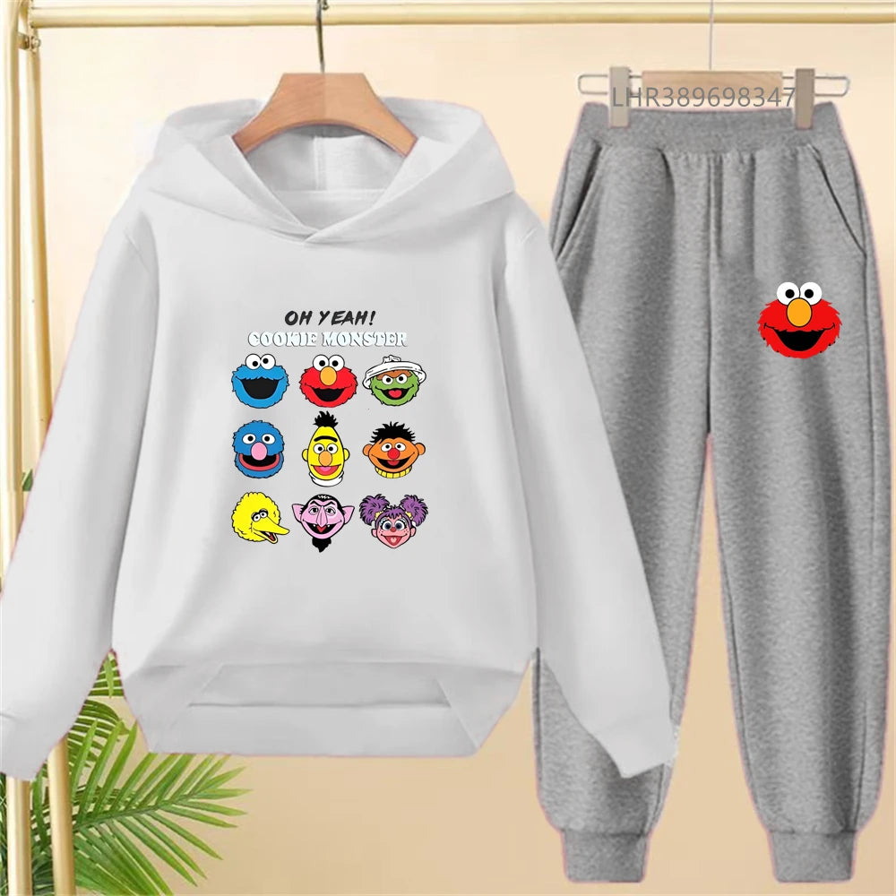 Kids' Printed Hooded Sweatshirt Pants Two-Piece Set