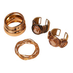 Women's Fashion Retro Multi-layer Gold Glass Cuff Bangle Bracelet