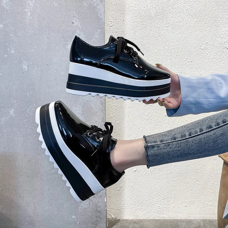 Women's Platform Slip-On Brogue Loafer Creepers