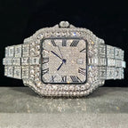 DITALING Men's Hip Hop Square Quartz Watch Stainless Steel 1.7in