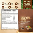 Wormwood Black Walnut Clove Capsules 6600mg Herbal Blend Supplement