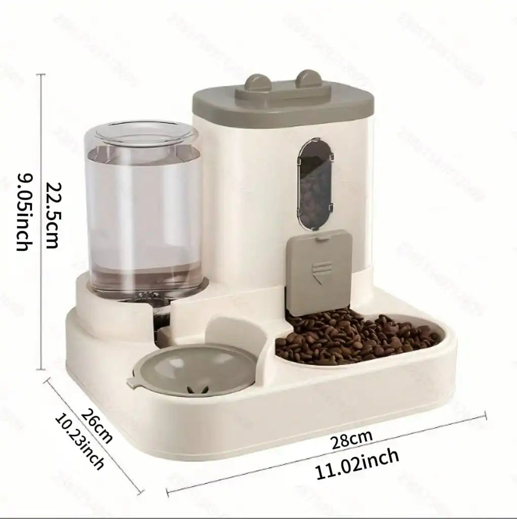 2-in-1 Automatic Cat Feeder and Water Dispenser Dual Pet Bowl for Small Dogs and Kittens