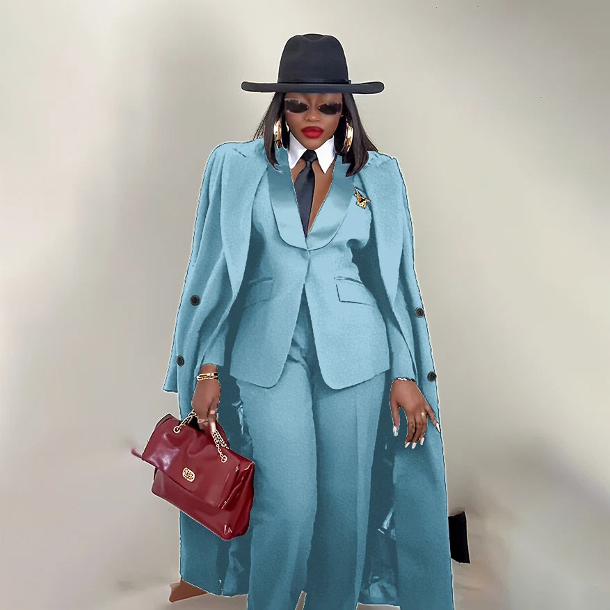Men's Tailored Three-Piece Blazer Vest and Pants Suit