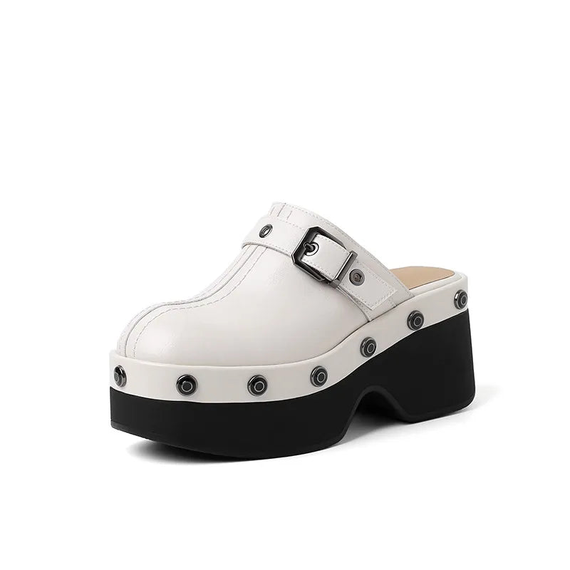 Women's Riveted Platform Round Toe Slippers