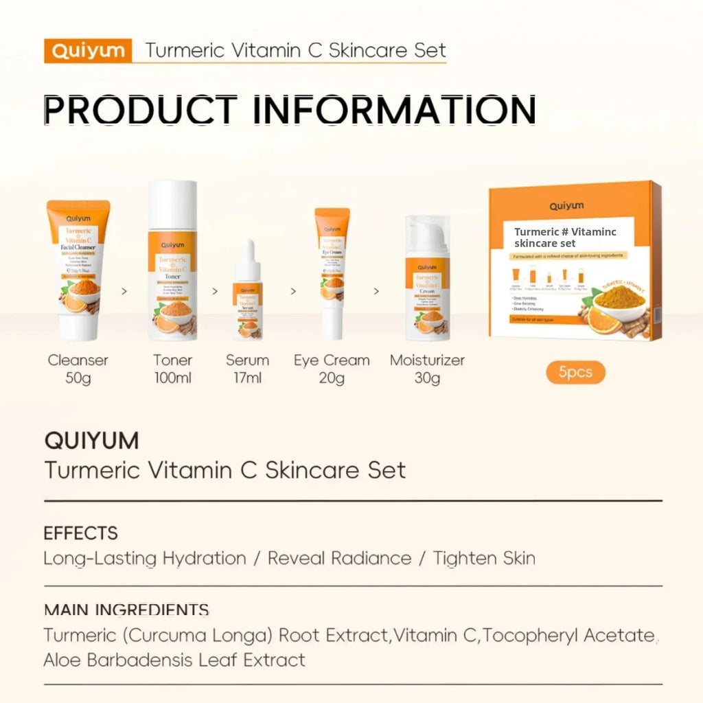 Vitamin C Turmeric Skincare Set 5-Piece Facial Routine Kit