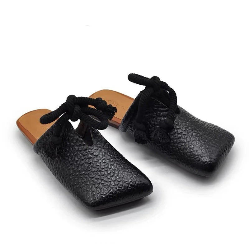 Women's Square Toe Casual Flat Mules