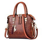 Women's Crocodile Pattern Tassel Shoulder Crossbody Bag