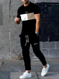 Men's Casual Summer T-Shirt and Shorts Suit Set with 3D Letter Print