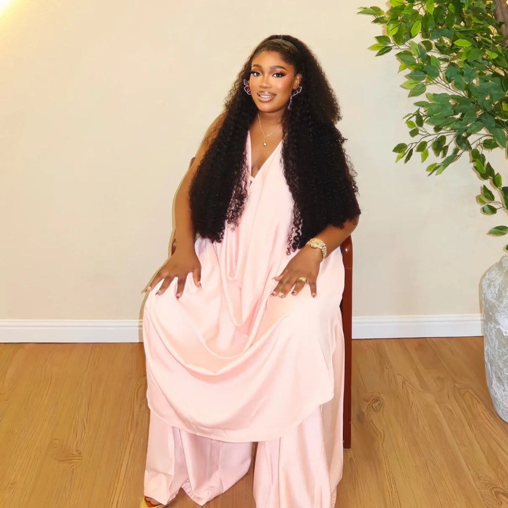 Women's Solid Halter Top Wide Leg Pants Set