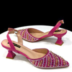 Women's Pointed Toe Rhinestone Heels and Handbag Set
