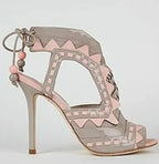 Women's Triangle Patchwork Beaded Lace-Up Sandal Boots