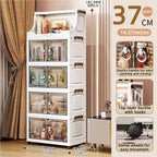14.6in Foldable PP Plastic Storage Cabinet and Rolling Organizer