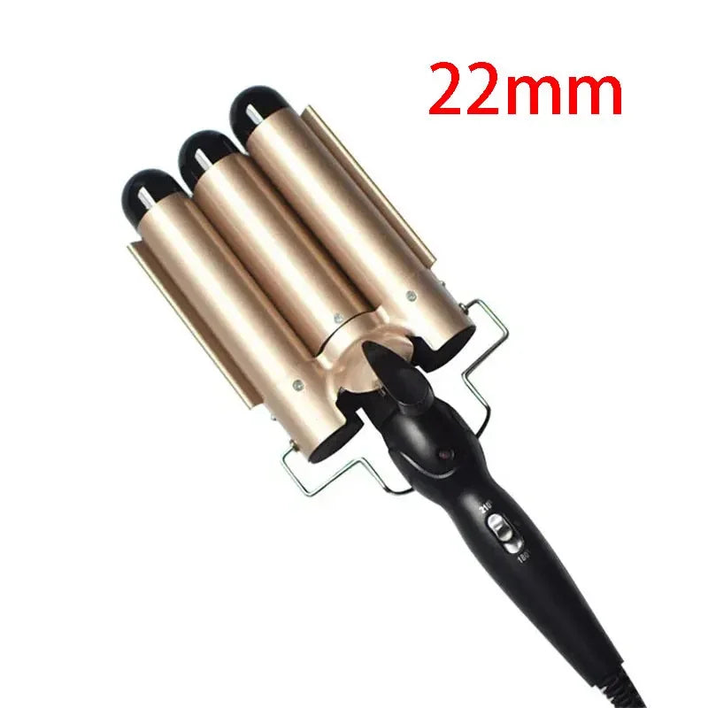 Triple Barrel Ceramic Hair Waver Curling Iron Temperature Control Styling Tool