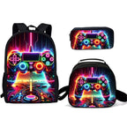 Unisex Gaming Controller 3D Print Backpack 3-Piece Bag Set