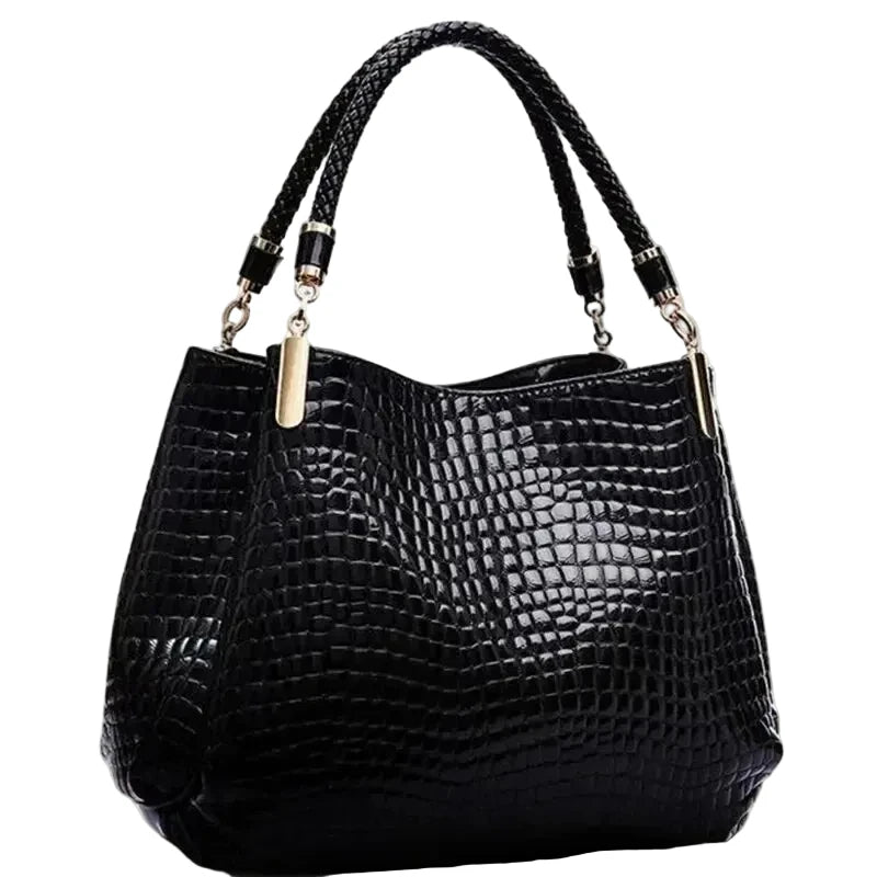 Women's Crocodile Pattern Shoulder Tote Bag