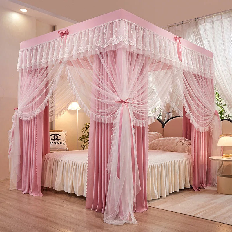 Princess Palace Style Blackout Mosquito Net Bed Canopy with Triple Doors