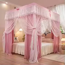 Princess Palace Style Blackout Mosquito Net Bed Canopy with Triple Doors