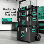 Rolling Toolbox with Pull Rod and Stacking Storage Box