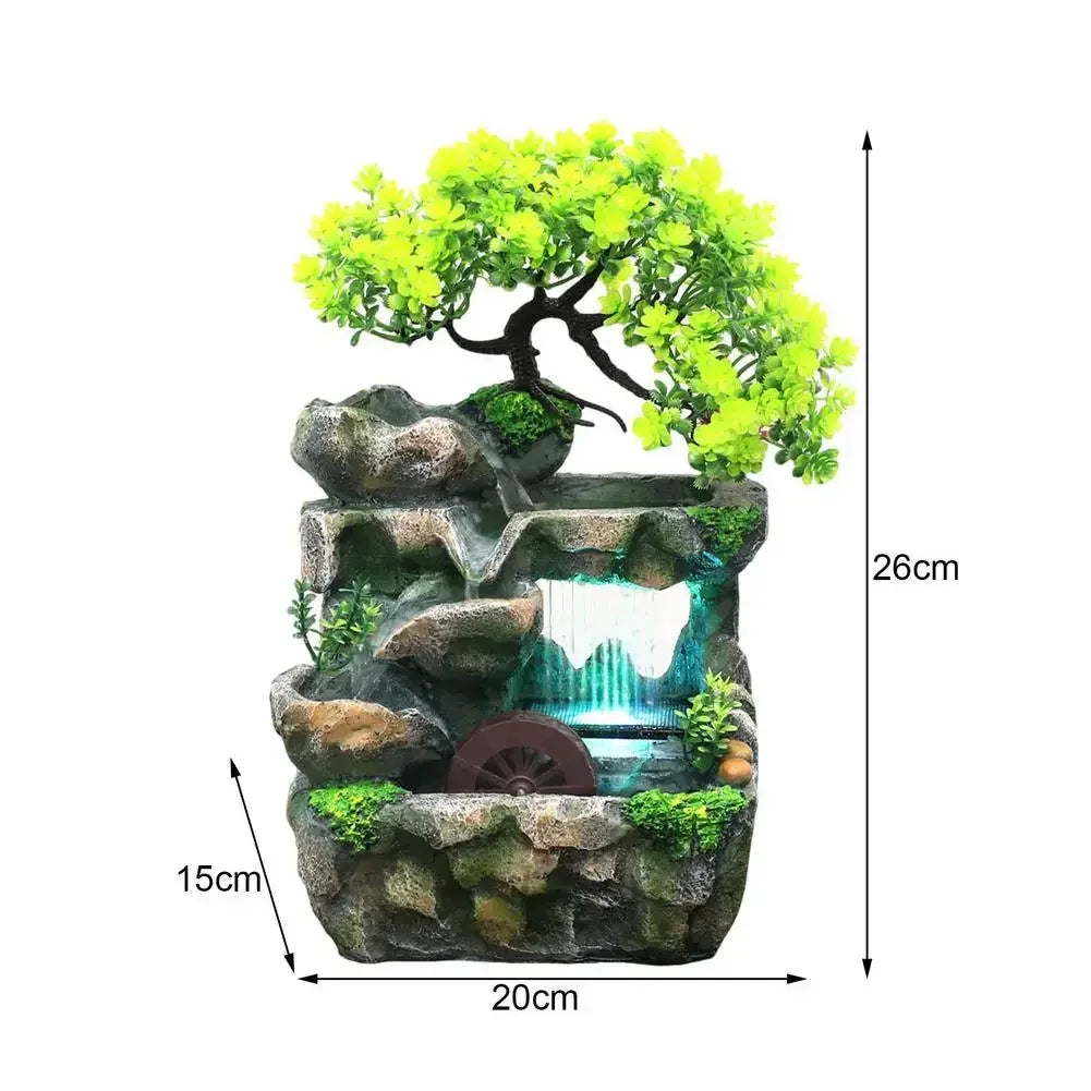 Feng Shui Flowing Water LED Rockery Fountain and Tabletop Ornament