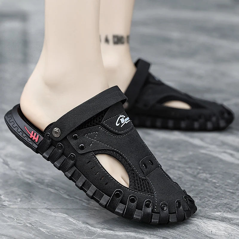 Men's Breathable Cover Toe Beach Sandals Lightweight Non-Slip Summer Slippers