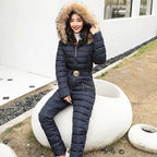 Women's Thick Warm Hooded Ski Suit Winter Parka Jumpsuit