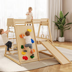 Kids 6 in 1 Wooden Indoor Jungle Gym Slide Climber Playset Toy Set