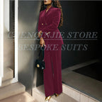 Women's Double Breasted Velvet Blazer Pants Suit