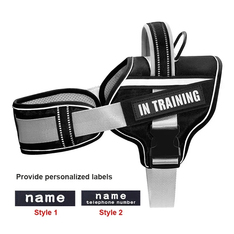 Adjustable Nylon Dog Harness with Neck Guard and Reflective Breathable Mesh Vest