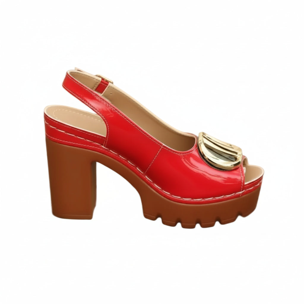 Women's High-Heel Gladiator Sandals Metal Detail Fish Mouth Casual