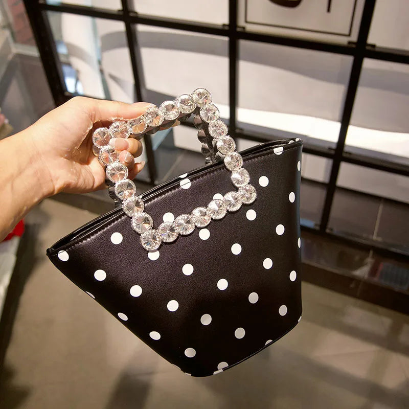 Women's Diamond Handle Bucket Crossbody Handbag