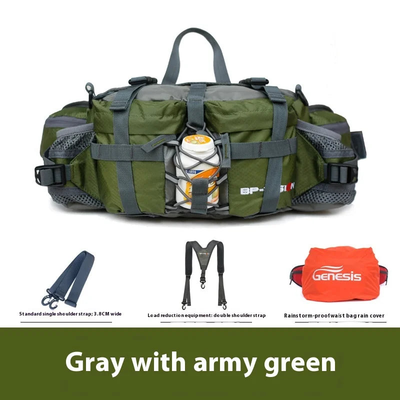 Waterproof Hiking Waist Bag with Reflective Strip and 1.3-Gallon Capacity