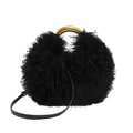 Women's Solid Color Plush Shoulder Bag with Adjustable Strap