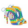 Women's Triangle Patchwork Beaded Lace-Up Sandal Boots