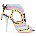 Women's Triangle Patchwork Beaded Lace-Up Sandal Boots
